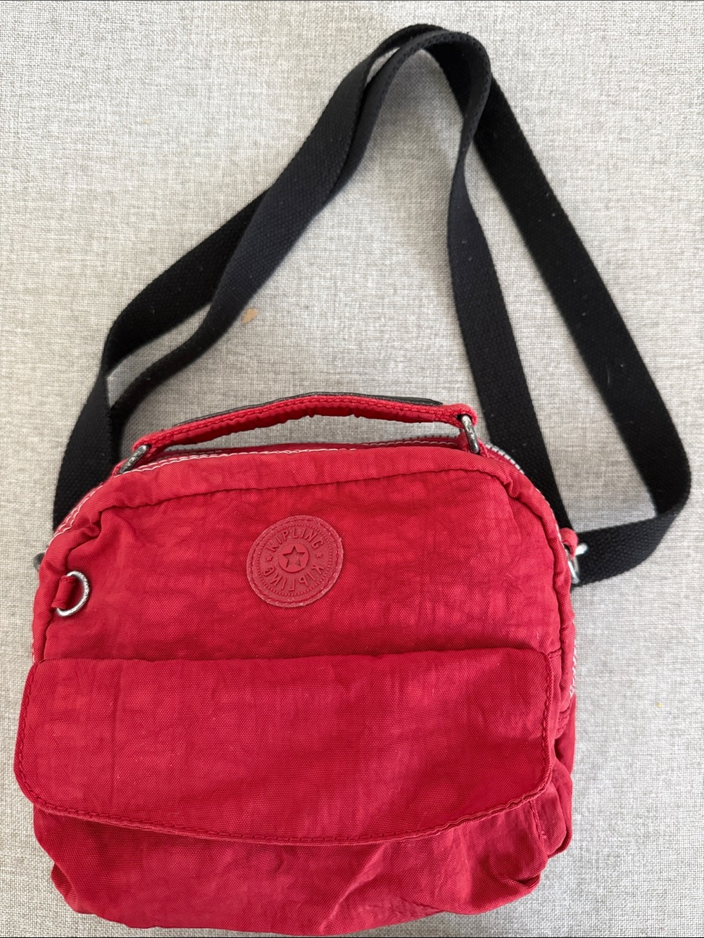Kipling Red Crossbody Bag with Black Strap